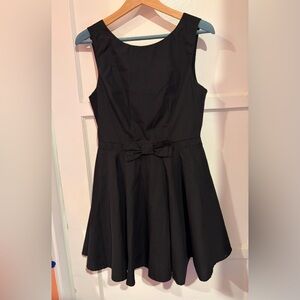 NWOT Forever 21 Elegant V-Back Black Dress full skirt bow Audrey Hepburn vibe M